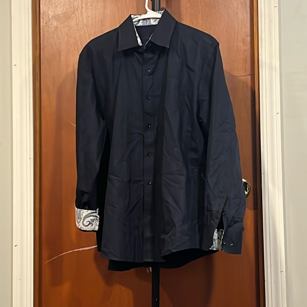 Mens Tasso Elba Dress Shirt Navy